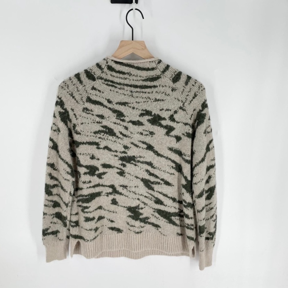 Madewell Thornton Animal Print Mockneck Sweater Alpaca Blend Cream XS - Picture 3 of 10